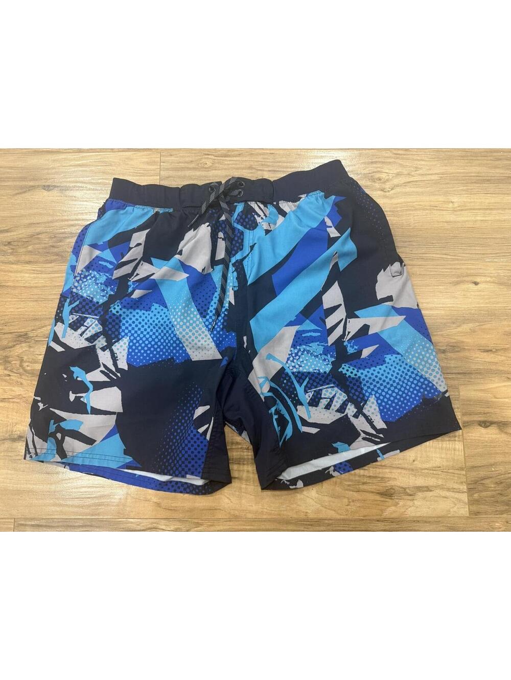 Nike Men's Large Blue Geometric Print Swim Trunks Mesh Lined Shorts L